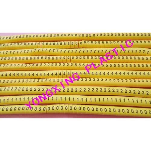 100pcs/lot freeshipping EC-0 0.75mm2 cable marker 0-7 number yellow color