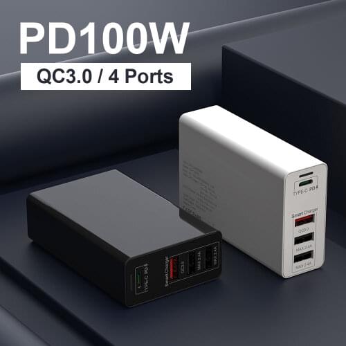 100W USB Charger PD Type C Fast Charger for iPhone 11 Tablet QC 3.0 Wall Charger US EU Plug Adapter