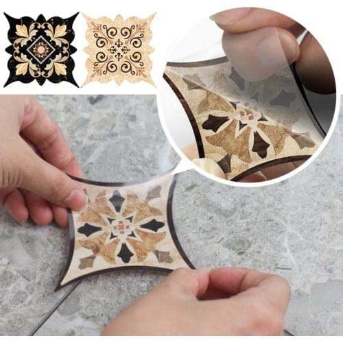 18PCs Self Adhesive PVC Ceramic Tile Stickers Waterproof Wall Sticker Art Diagonal Floor Stickers Kitchen Decorative Sticker