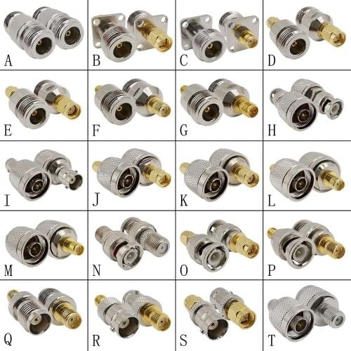 2Pcs Connector N BNC TNC Male Female to N SMA RP-SMA BNC F Male Plug Female Jack Straight RF Coaxial Adapter Converter Silver