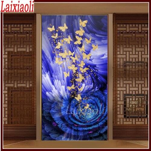 5d diy diamond Painting blue fantasy butterfly flower full square drill 3d picture of rhinestone embroidery diamond mosaic set