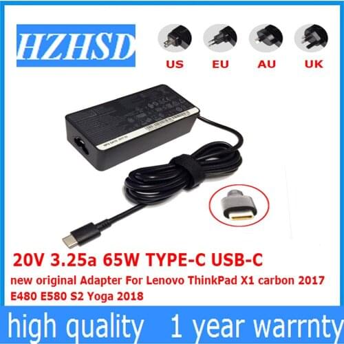 20V 3.25a 65W TYPE-C USB-C new original Adapter power For Lenovo ThinkPad X1 carbon 2017 E480 E580 S2 Yoga 2018