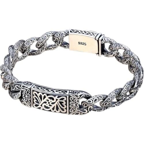 BOCAI New real solid S925 pure silver bracelet for man vintage Thai silver relief auspicious pattern man bracelet Boys gifts
