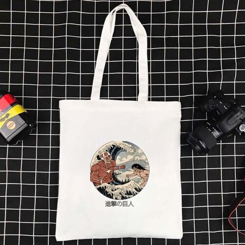 Large Tote Shopping Bag Reusable Foldable Ecobag Polyester Handbag Harajuku Shopper Bag Wave Series Canvas Bag