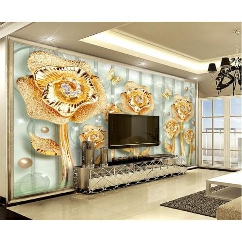 Beibehang Large custom wallpaper Golden jade full house luxury jewelry floral background wall home decoration