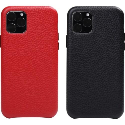 2019 Real Calf Skin Genuine Cowhide Natural Leather Back Phone Cover Case For iPhone 11 Pro Max 5.8 6.1 6.5 Electroplate Button