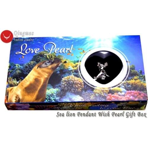 Qingmos Wish Pearl 20*25mm Sea Lion Cage Chokers Necklace for Women & Trendy Oyster Love Pearl Pendant & Necklace Chain-who3659