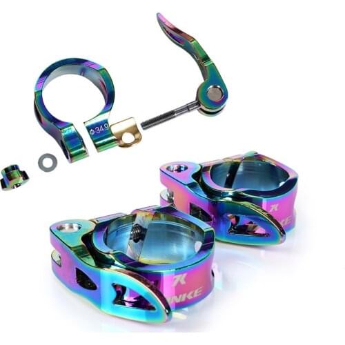 Colorful 31.8/34.9mm MTB Road Bike Seatpost Clamp Mountain Bike Quick Release Seat Post Tube Clip Clamp Rainbow Bicycle Parts