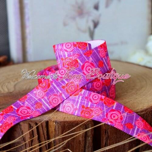 FLRA ElasticValentine rose printed elastic hair tie