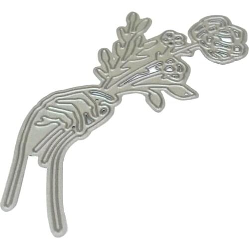 DIY Holding Flowers Printing Carbon Steel Mould, Clear Stamp Embossing Mold for Paper Card and Craft Gift Making