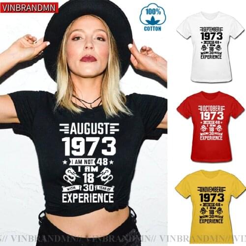 Born in March 1973 T-shirt Jan Feb April May June July Aug September Oct Nov Dec birthday T shirts women 1973 BIRTH YEARS Tshirt