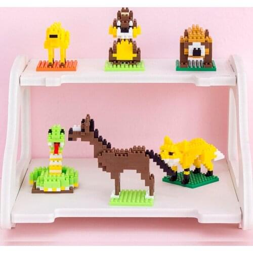 Tiny particles building block stitching assembled cartoon animal diamond educational toy birthday gift