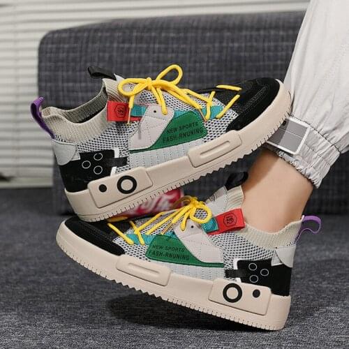 Trendy Shoes 2020 Style Colored Hip-Hop Mens Shoes Sneakers Comfortable Men Casual Shoes Breathable Platform Male Sneakers