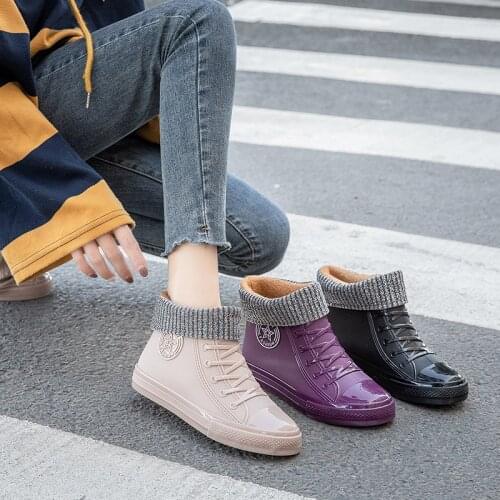 Fashion Rain Shoes Woman Trend Short Tube Non-slip Waterproof Shoe Four Seasons Wear Kitchen Work Shoe Korean Version Rain Boots