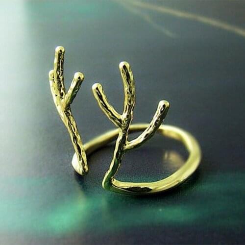 Fashion The Antlers Design A flat Rings Cute Cartoon Animal Angle Three Metallic Colors Are Available