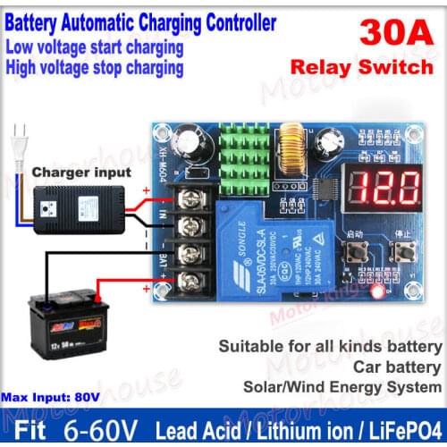 30A 6V-60V 12V 24V 36V 48V Battery Charger Automatic Charging Controller Module Protection board