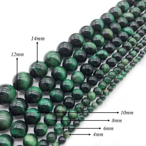 Natural Stone Deep Blue Loose Beads Round Tiger Eye DIY Beaded for Women Jewelry Making Bracelets Necklaces J135