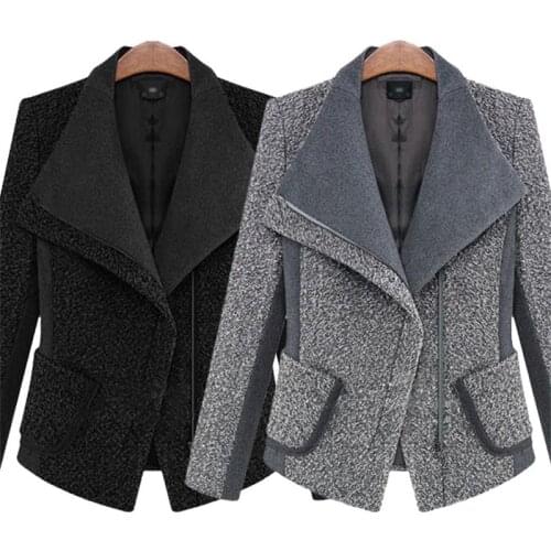 New winter 2020 womens European and American fashion lapel long-sleeved thick woolen coat ladies short jacket winter women A543