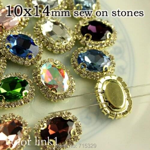 15pcs/lot 10x14mm oval Sew-on rhinestones chain claw For diy accessories crystal stones Fashion jewelry beads choose color