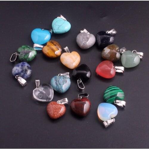 Wholesale 50pcs/lot Blue Crazy Agates Natural Stone 16mm Charms Love Heart Necklace Pendants for Jewelry Making Free Shipping