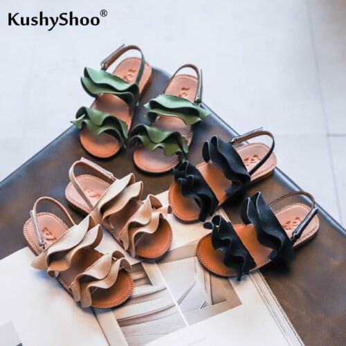 KushyShoo Girls Sandals 2020 Summer New Childrens Korean Ruffles Princess Shoes Big Children Beach Shoes Toddler Girl Sandals