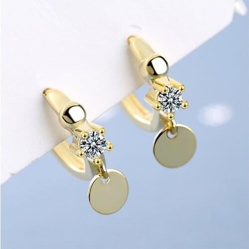 New Fashion 2021 Small Lovely Hoop Earrings For Women Shiny Crystal Zirconia Round Circle Golden/White Huggies Tiny Ear Jewelry