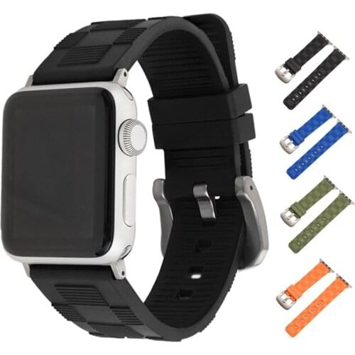 BEAFIRY 44mm 40mm For Apple Watch Band 6 5 SE Fluoro Silicone Strap for iwatch series 4 3 2 1 42mm 38mm Watchband Accessories