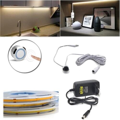 Led Strip With Dimmable Touch Sensor Control,High Brightness COB LED Strip Light Diode Lights For TV Backlight, Kitchen,wardrobe