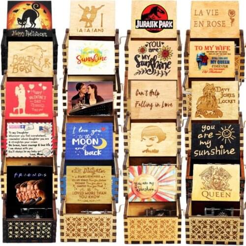 Movie theme Song Antique Wooden Hand Cranked My Heart Will Go On Music Box Birthday Christmas Gift Coffin Decoration