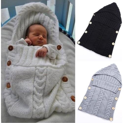 Warm Wool Baby Swaddling Wrap Baby Sleeping Bag Crochet Knitted Newborn Infant Blanket Baby Swaddle Blanket Sleepsack