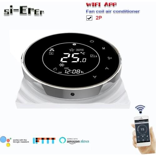 24VAC,AC95~240V Intelligent programming Wifi thermostat-2p cooling or heating temperature control works with Alexa Google home
