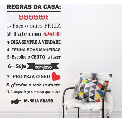 Vinyl Wall Decals Regras Da Casa Portuguese Quote Murals Wallpaper For Bedroom Livingroom Home Decor Stickers Poster RU2138