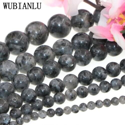 WUBIANLU 4-14mm Nature black Gray labradorite Moonstone Bead For Jewelry Making Beads DIY Necklace Bracelet