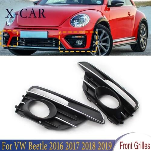 X-CAR Left Right Front Bumper Fog Light Grilles Cover Front Grill Car Styling For VW Beetle 2016 2017 2018 2019 5C5854662J