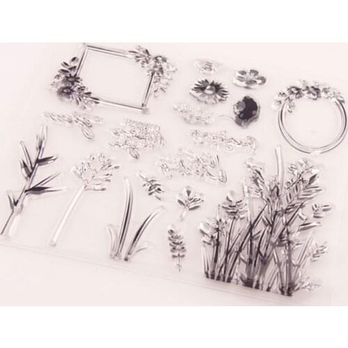 Y1UU Flower Frame Silicone Clear Seal Stamp DIY Scrapbooking Embossing Photo Album Decorative Paper Card Craft Art Handmade Gift