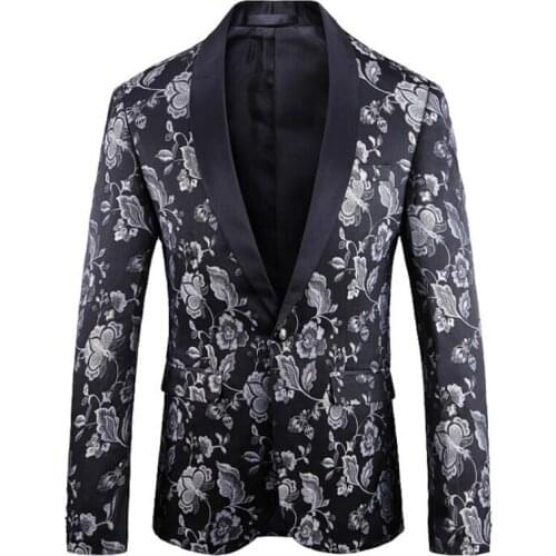 Jacquard blazers mens suit dress plus size autumn and winter high-end European and American chaquetas y americanas silver blue