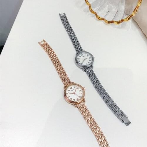 Rose Gold Silver Alloy Women Watches Fashion Casual Female Quartz Wristwatches With Simple Number Dial Retro Ladies Clock W9837