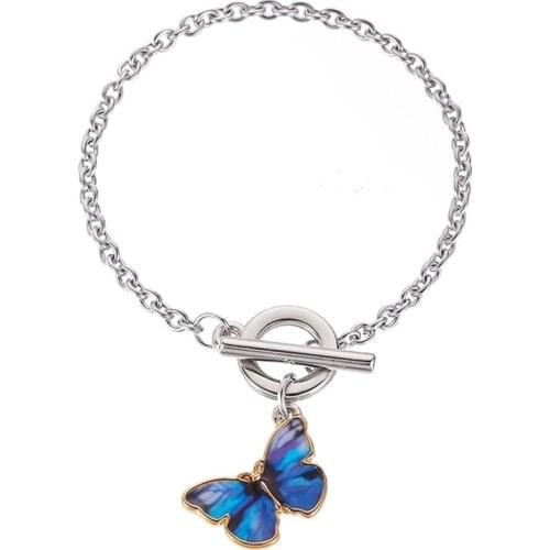 Yobest Women Bracelet Butterfly Bracelets Ladies Bangles Jewelry Hand Made Couples Fashion Trendy Silver Color Zinc Alloy