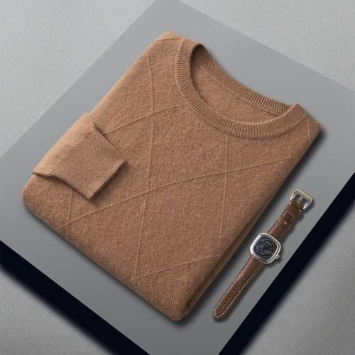 Zocept 2021 New Fshion Cashmere Brand Goat Cashmere Sweater Men Jumper Winter Casual Knitted Solid Argyle Long Sleeve Pullovers