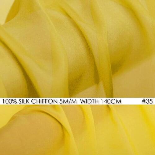 WHITE SILK CHIFFON FABRIC 6momme Width 55"-140cm 100% Natural Silk Chiffon Fabric For Wedding Dress Silk Gauz Lemon NO 35