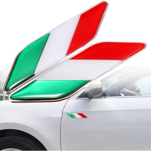 2Pcs 3D Italian Flag Adhesive Car Sticker Badge Waterproof Emblem Styling Decor наклейки на авто автомобильные товары