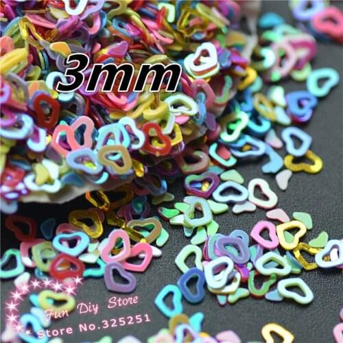 20 gram 3mm shiny heart love laser paillette decoration multicolor craft free shipping