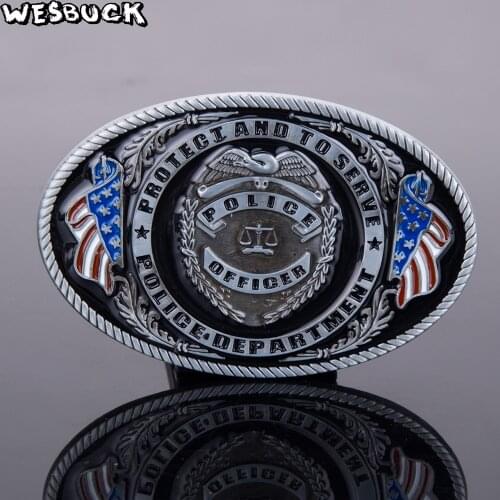 5 PCS MOQ American Flag WesBuck Brand Metal Police Officer Belt Buckles Vantage for Man Women Western Buckles Ceinture