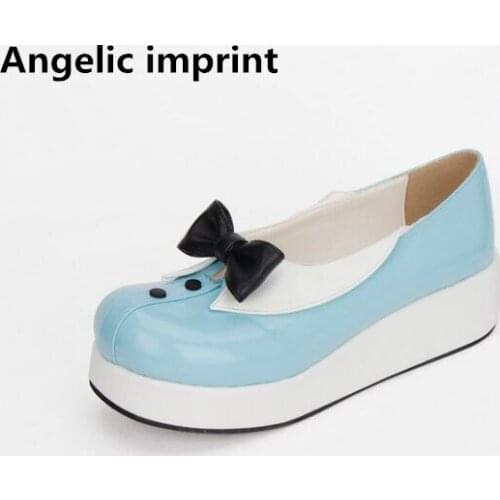 Angelic imprint woman mori girl lolita cosplay shoes lady high heels pumps women princess dress party shoes 33-47 sweet bows 4cm