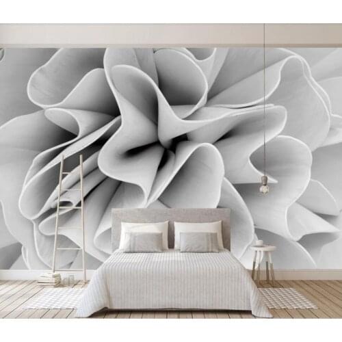 Customized large-scale 3D mural wallpaper modern simple black and white flower background wall