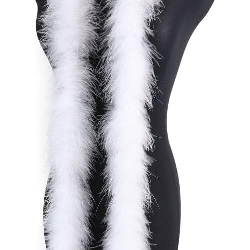 White Marabou Feather Boa 2 Meters Fluffy Turkey Ruff Ostrich Bos 18G Ribbon For Clothing Dress Decoration Crafts Dance Props