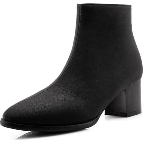 Big Size 1 Fashion of European and American wind-tipped round-nosed side zipper boots