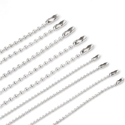 10pcs/lot 1.2 2.4mm Ball Bead Link Chains Dog Tag Bulk Chain Accessories For DIY Jewelry Findings Supplies Jewelry Making