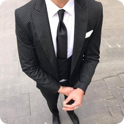 Custom Made Black And White Mens Suits Slim Wedding Tuxedo Groom Wear Costume Homme Bridegroom Suits 3 Piece Business Blazer