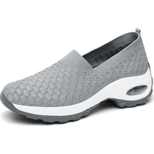 Women Wedge Sneakers Outdoor Air Cushion Sports Shoes Lightweight Breathable Fashion Slip-on Socks Footwear Female Swing Shoes